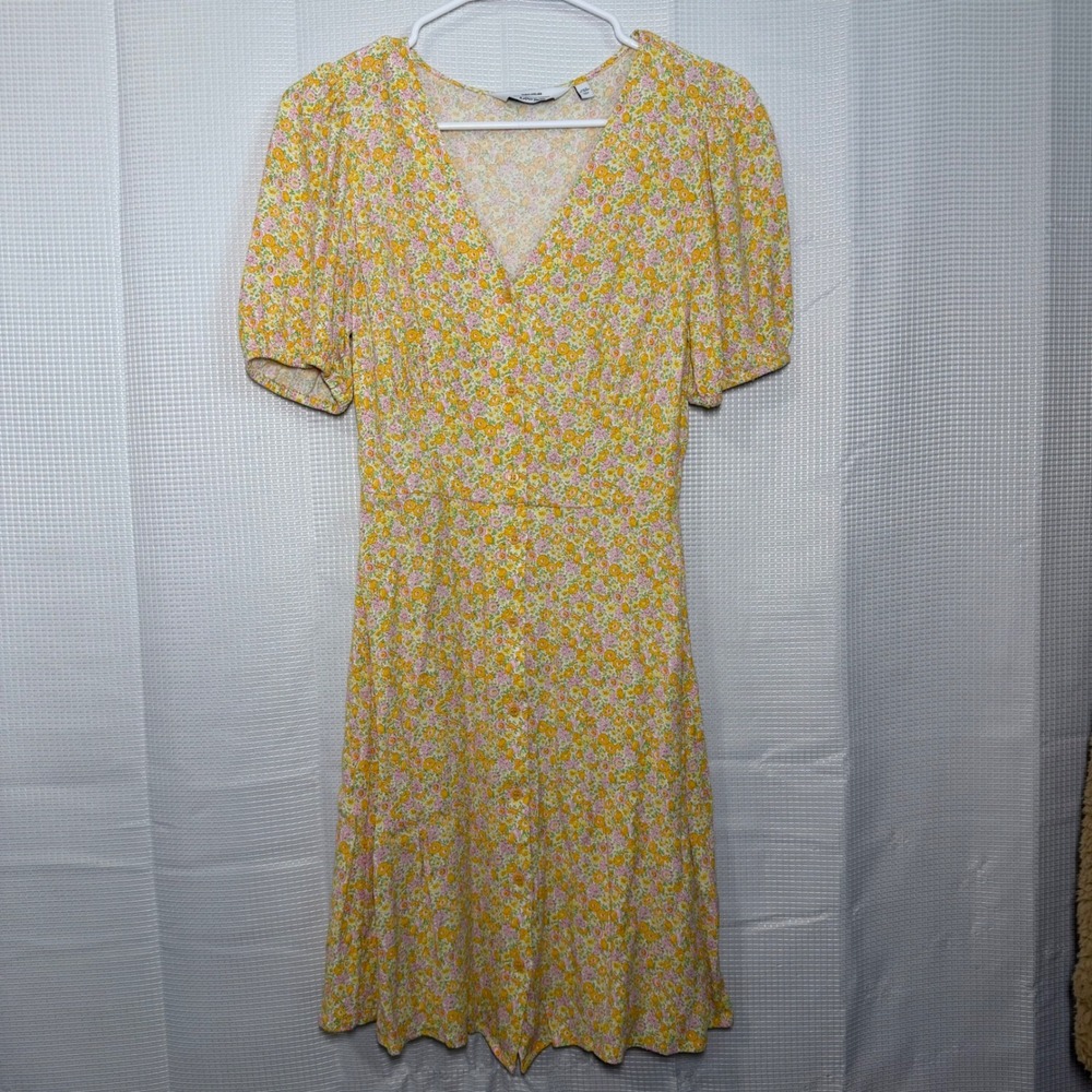 & Other Stories Yellow Floral Mini‎ Dress Size 2 Puff Sleeve Cottagecore